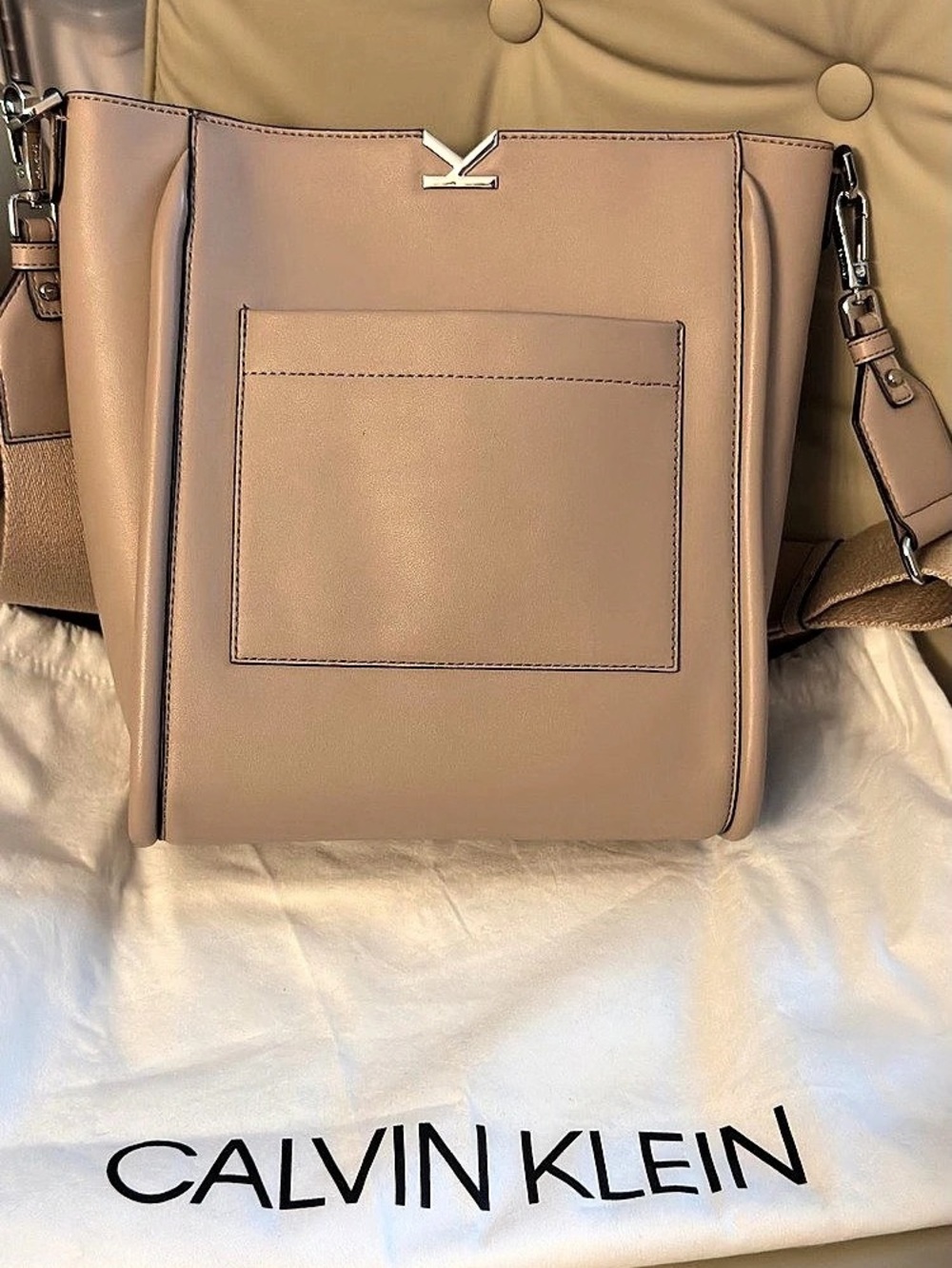 Calvin Klein Emblem East West Shoulder Bag Brown